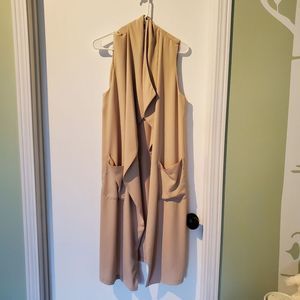 H&M Tan sleeveless maxi cardigan jacket